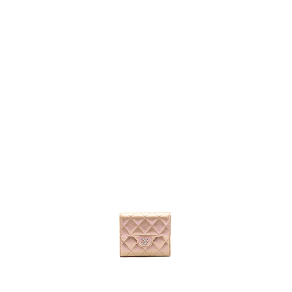 Chanel Classic Small Compact Wallet Calfskin Iridescent Pink SHW