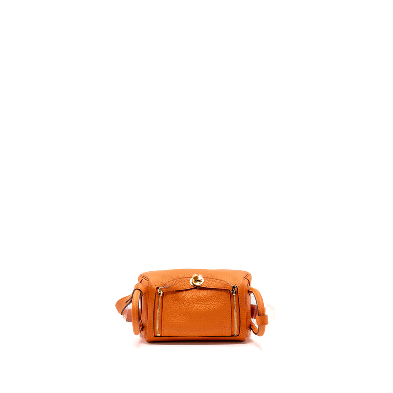 hermes mini lindy clemence orange GHW stamp B