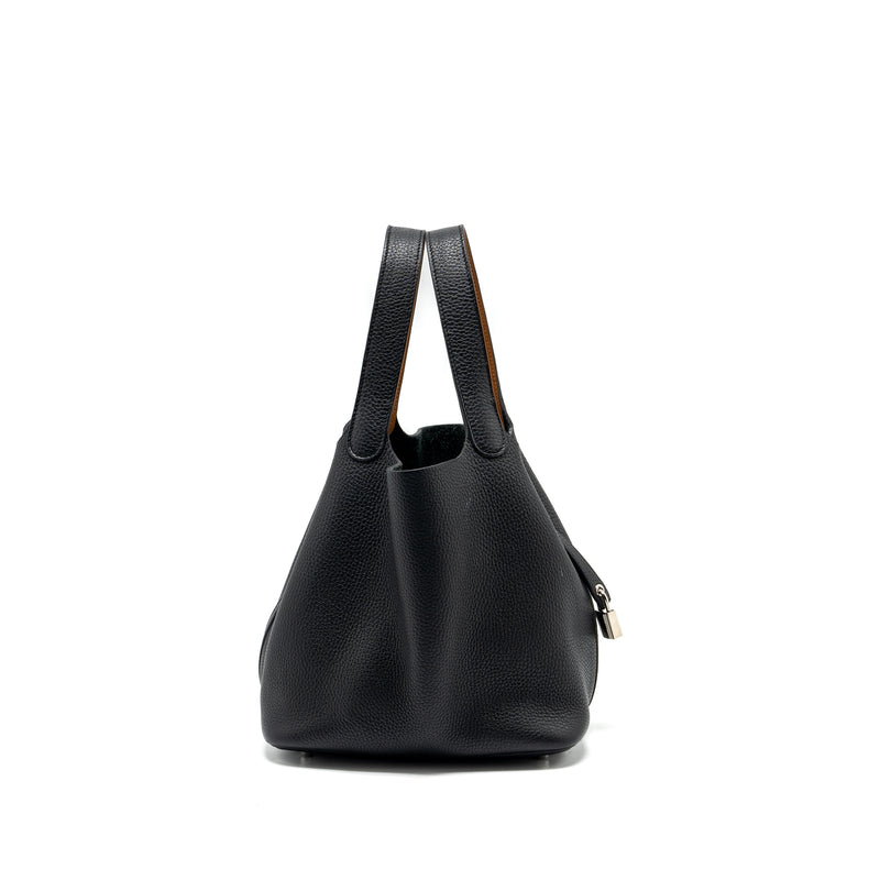 Hermes Picotin 22 Clemence black / caramel SHW stamp A
