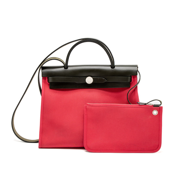 Hermes Herbag 31 Zip Bag Cache Hunter/Canvas Pink SHW Stamp A
