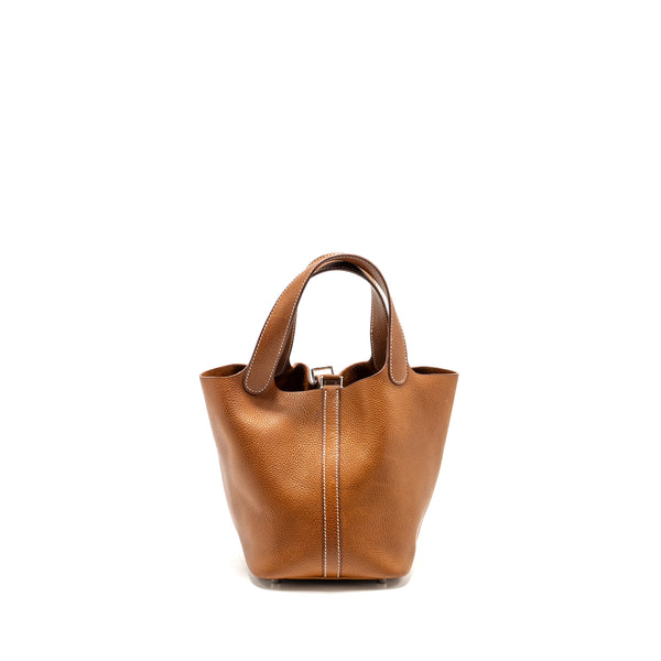 HERMES Picotin 18 Lock Bag Barenia Faubourg Fauve SHW Stamp U