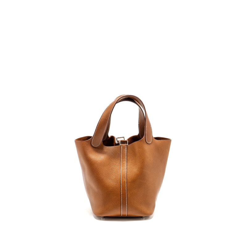 HERMES Picotin 18 Lock Bag Barenia Faubourg Fauve SHW Stamp U