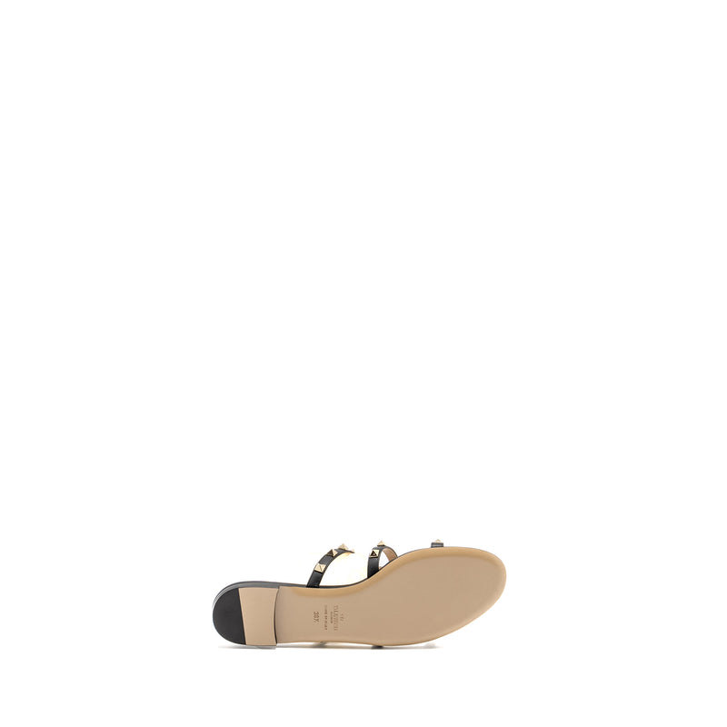 Valentino Size 38.5 Garavani Rockstud Leather Sandals Black LGHW