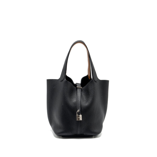 Hermes Picotin 22 Clemence black / caramel SHW stamp A