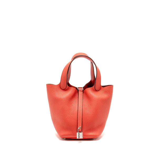 Hermes Picotin 18 Lock bag Clemence rose Jaipur SHW stamp C