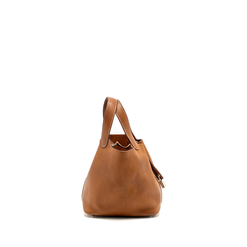 HERMES Picotin 18 Lock Bag Barenia Faubourg Fauve SHW Stamp U