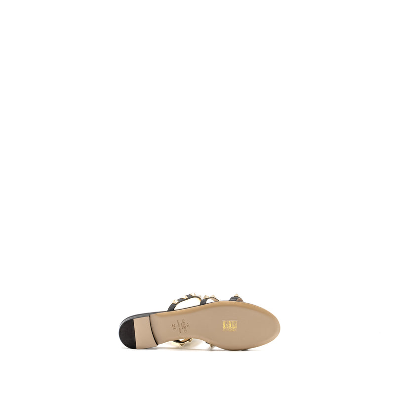 Valentino Size 38.5 Garavani Rockstud Leather Sandals Black LGHW