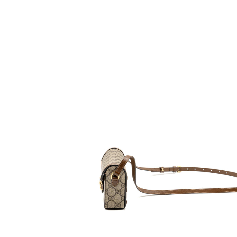 Gucci Horsebit 1955 Mini Bag GG Supreme Canvas Beige/Dark Brown GHW