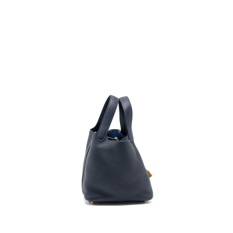 Hermes Picotin 18 Lock Bag Clemence Blue Nuit GHW Stamp U