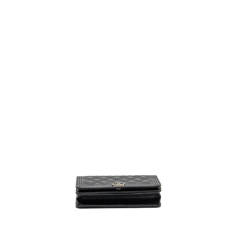 Chanel Boy wallet on chain caviar black ruthenium SHW (microchip)