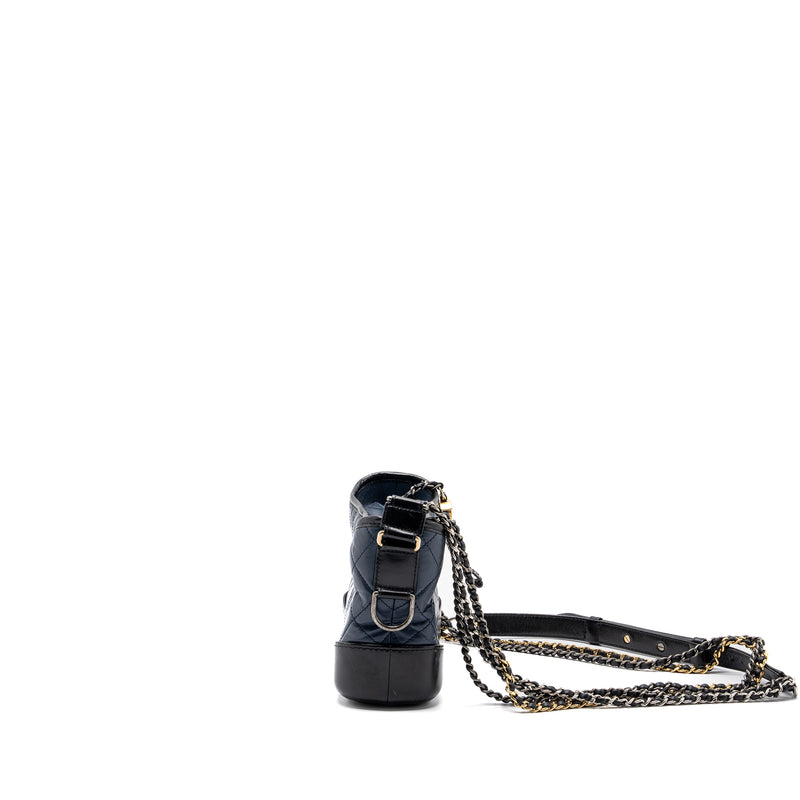 Chanel small gabrielle hobo bag calfskin blue / black multicolor hardware