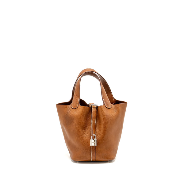 HERMES Picotin 18 Lock Bag Barenia Faubourg Fauve SHW Stamp U