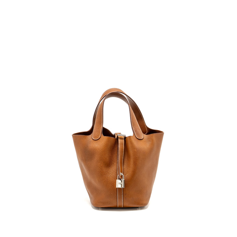 HERMES Picotin 18 Lock Bag Barenia Faubourg Fauve SHW Stamp U