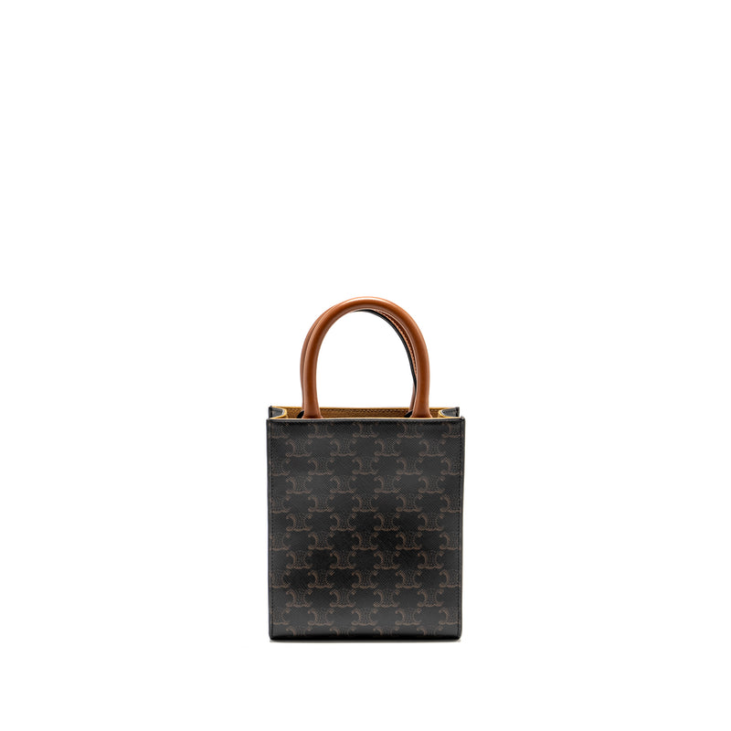 Celine Mini Vertical Cabas Triomphe Canvas Brown / Multicolour GHW