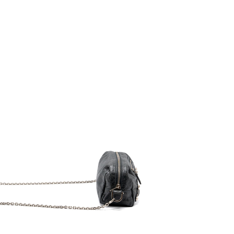 Balenciaga mini city crossbody chain bag leather grey SHW