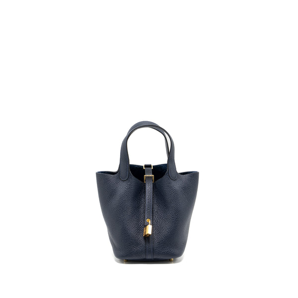 Hermes Picotin 18 Lock Bag Clemence Blue Nuit GHW Stamp U