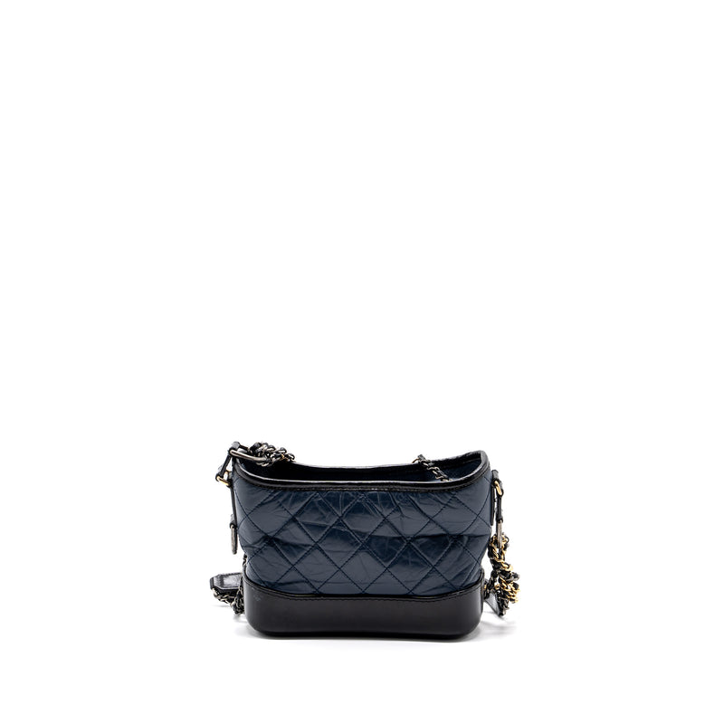 Chanel small gabrielle hobo bag calfskin blue / black multicolor hardware