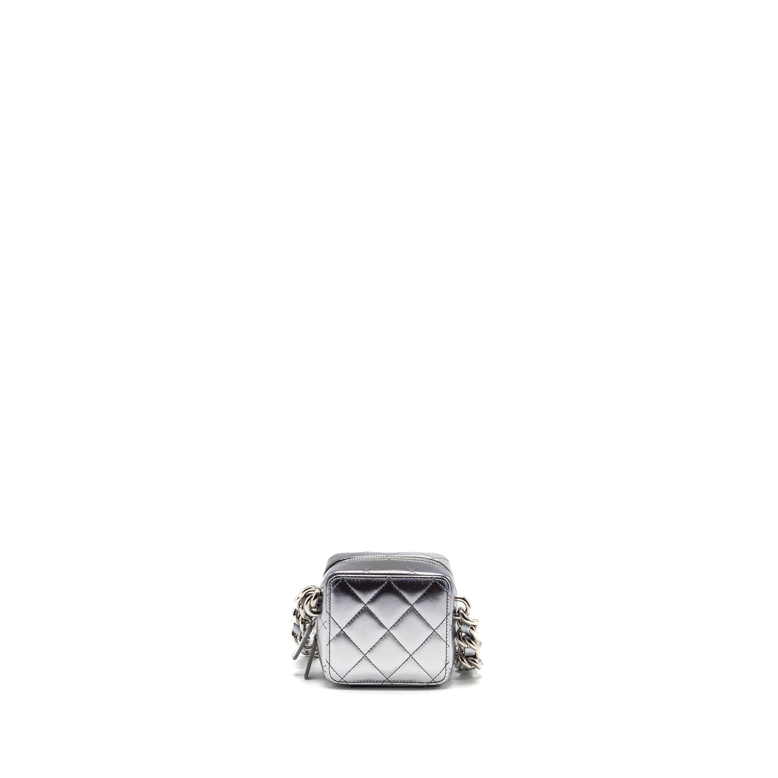 Chanel 22c coco punk purse with giant chain lambskin metallic silver/b