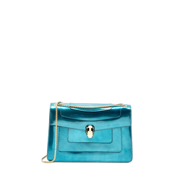 Bvlgari serpenti forever bag patent metallic blue LGHW