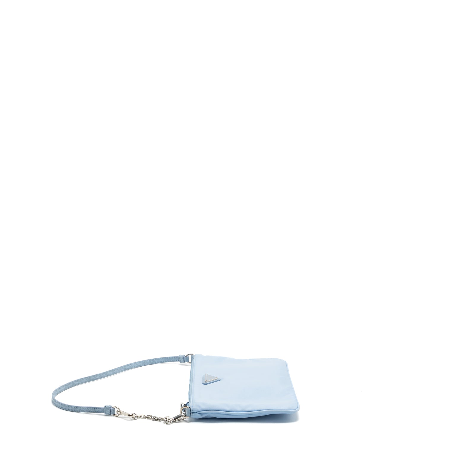 Prada Re-Nylon zip shoulder bag light blue SHW Prada Re-Nylon zip shoulder bag light blue SHW