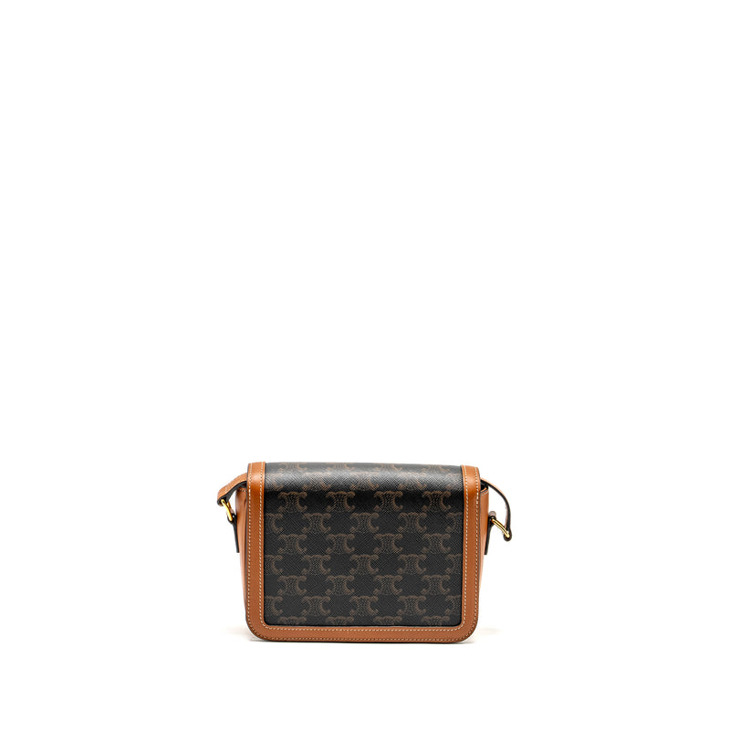 Celine Teen Triomphe bag in triomphe canvas / calfskin Brown / Multicolour GHW