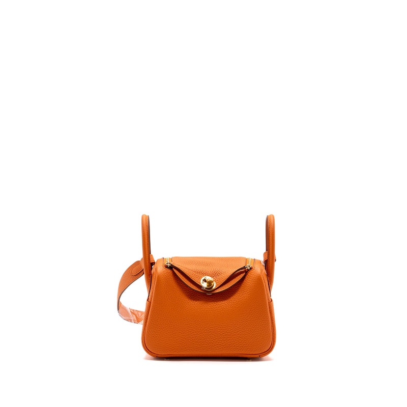 hermes mini lindy clemence orange GHW stamp B