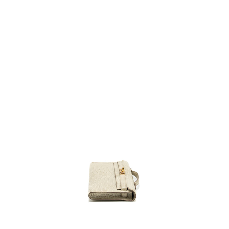 Hermes Kelly Cut Bag Mat Crocodile Porosus Beton GHW Stamp Y