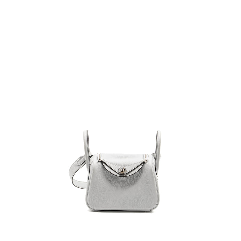 Hermes Mini Lindy Clemence Blue Pale SHW Stamp U