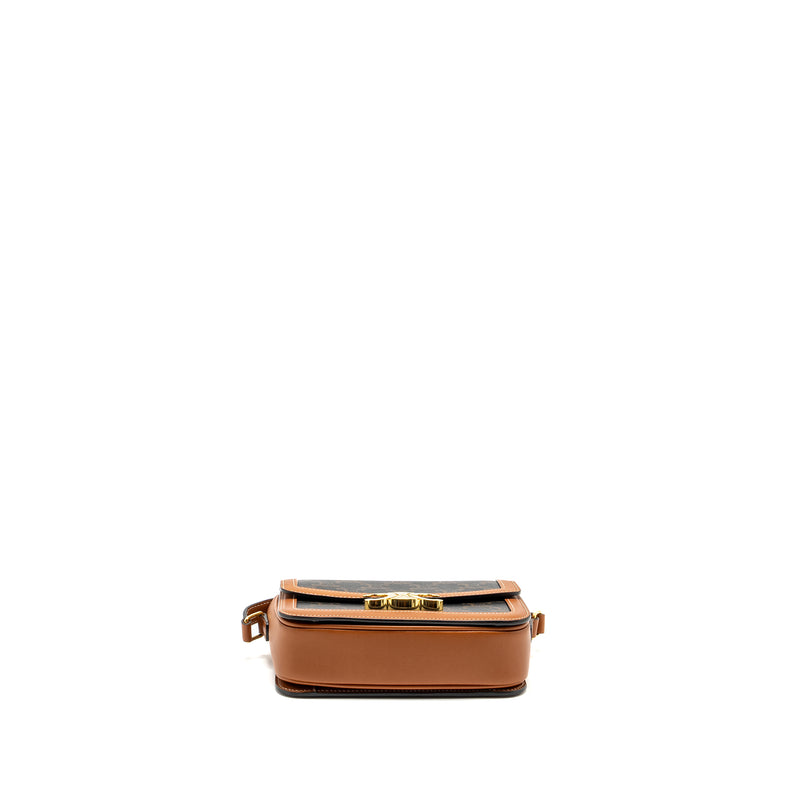 Celine Teen Triomphe bag in triomphe canvas / calfskin Brown / Multicolour GHW