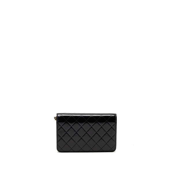 Chanel 24c 31 Wallet On Chain Shiny Calfskin Black LGHW (Microchip)