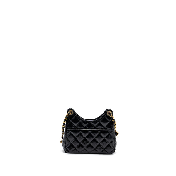 Chanel 23C Small HOBO Bag Shiny Calfskin Black GHW (Microchip)