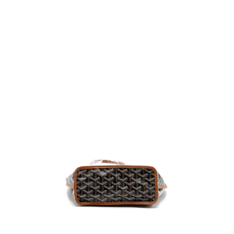 Goyard Goyardine Black and Brown Anjou Mini Reversible Tote Bag