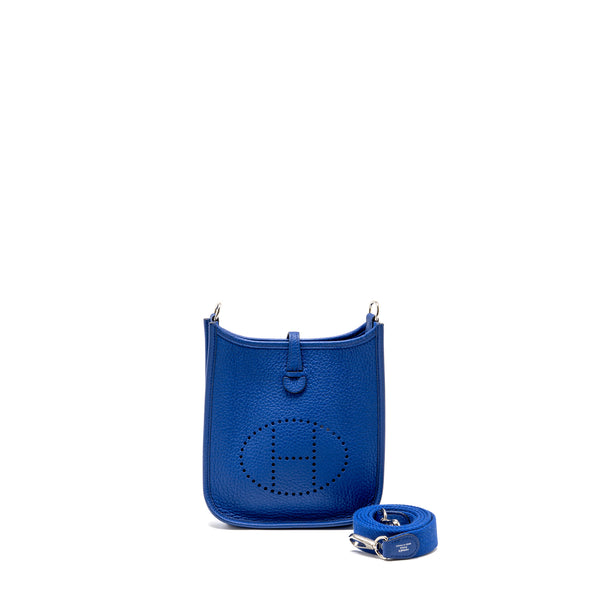 Hermes Mini Evelyne Clemence Electric blue SHW stamp U