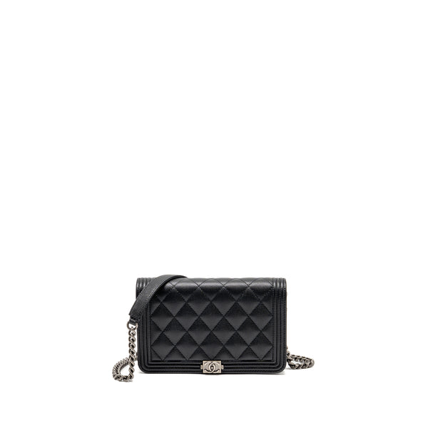Chanel Boy wallet on chain caviar black ruthenium SHW (microchip)