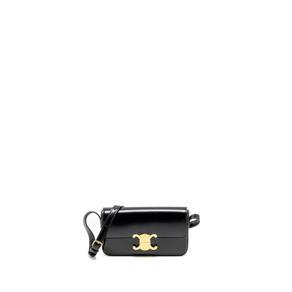 Celine Triomphe Shoulder Bag Shiny Calfskin Black GHW