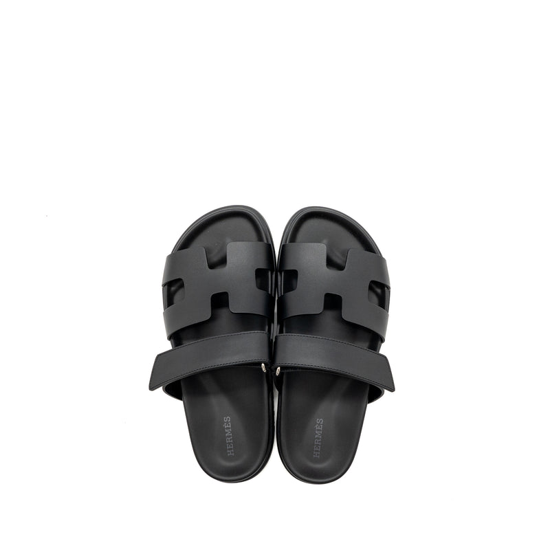 Hermes size 37 chypre sandal black SHW