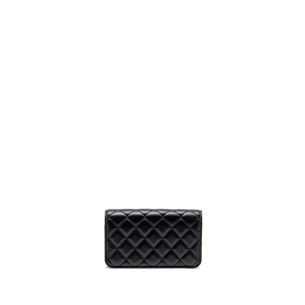 Chanel Pearl Crush Mini Wallet On Chain Lambskin Black GHW (microchip)