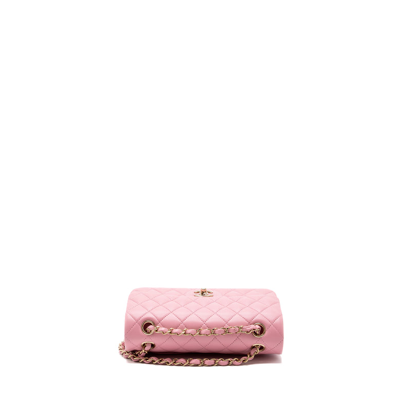 Chanel Small Classic Double Flap Bag Lambskin Pink LGHW(Microchip)