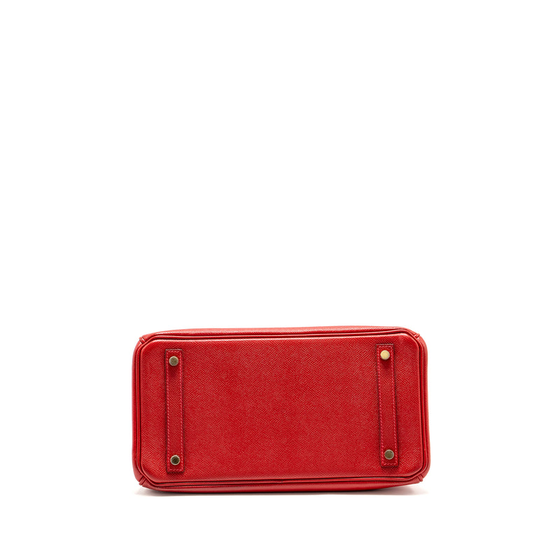HERMES Birkin 30 Epsom Q5 Rouge Casaque GHW Stamp Square R