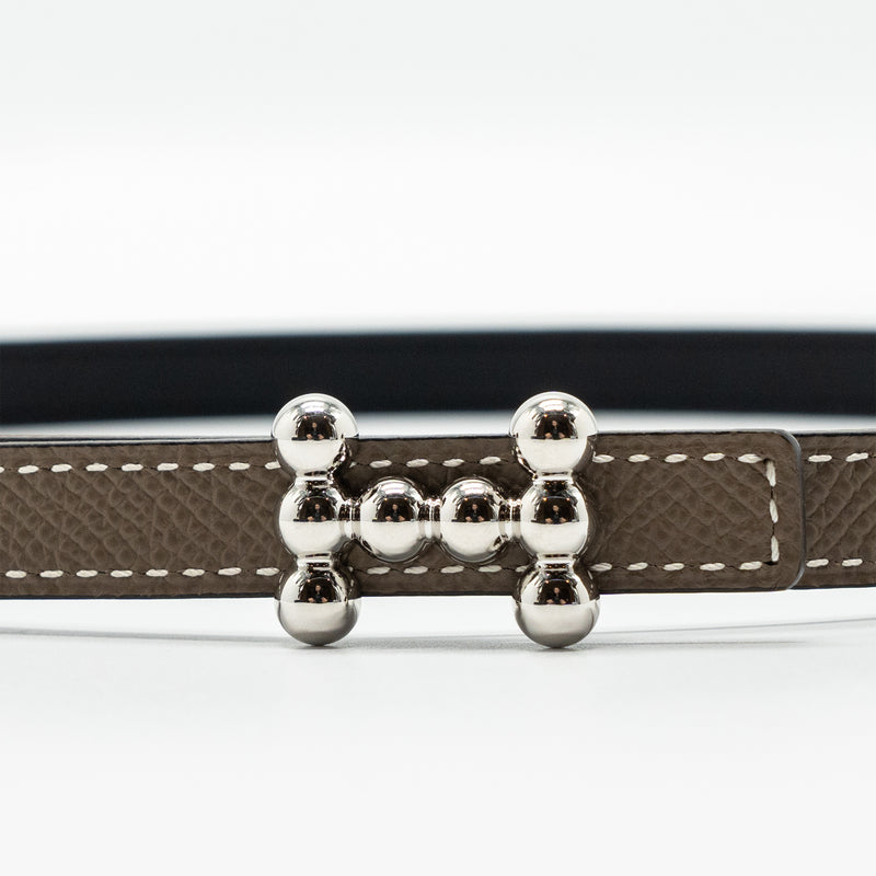 Hermes size 75 Bubble Belt Buckle & 13mm Reversible Leather strap Epsom/swift Etoupe/black Stamp U SHW