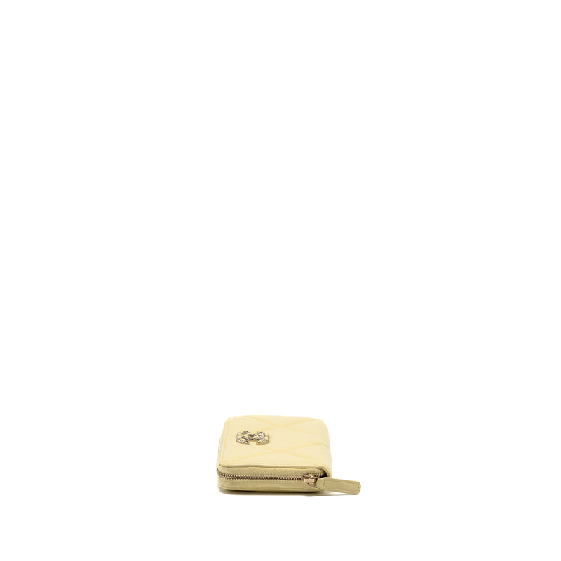 Chanel 19 long wallet lambskin yellow SHW (microchip)