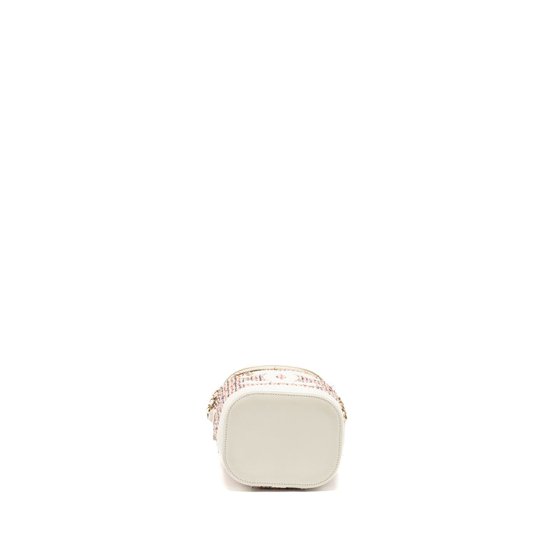 Chanel top handle vanity case with chain tweed multicolour white LGHW