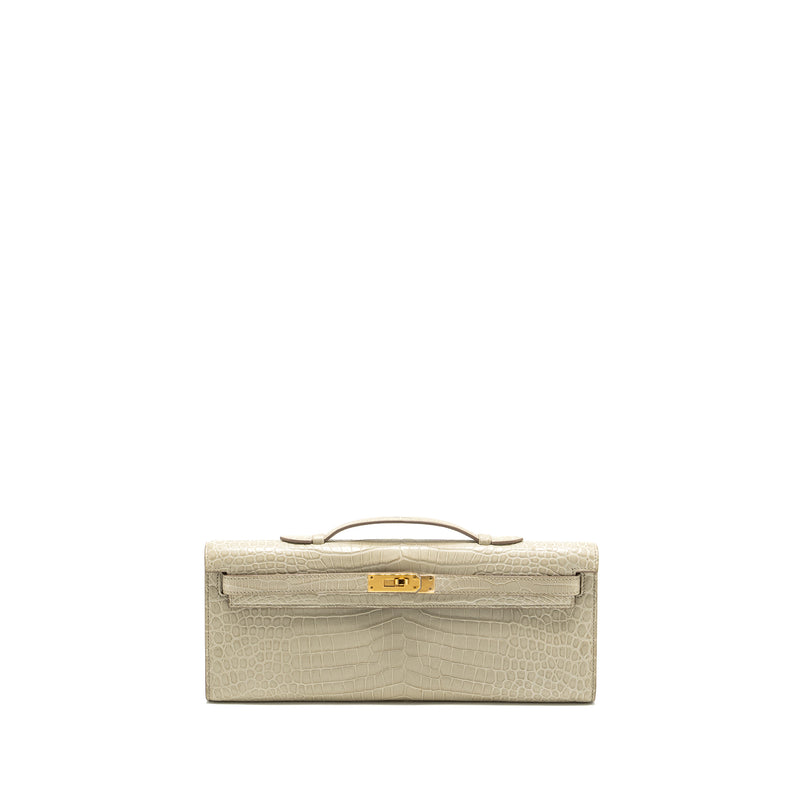 Hermes Kelly Cut Bag Mat Crocodile Porosus Beton GHW Stamp Y