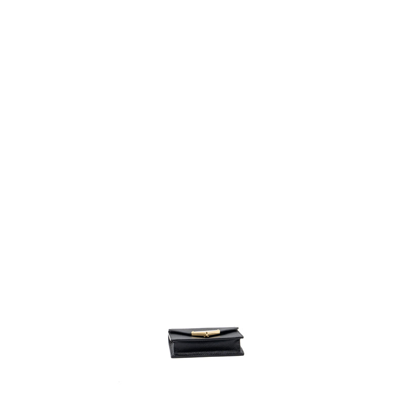 Prada Card Holder With Shoulder Strap Saffiano Leather Black GHW