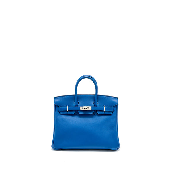 Hermes Birkin 25 Taurillon Novello I7 Blue Zellige SHW stamp Y