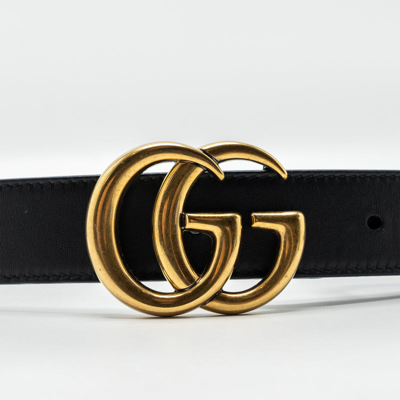 Gucci Size 75 GG Marmont Leather Belt Black GHW