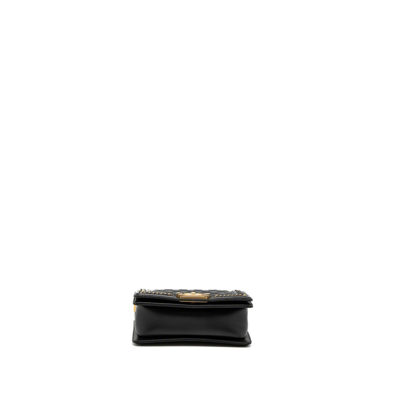 Chanel Top Handle Small Boy Bag Calfskin Black Brushed GHW
