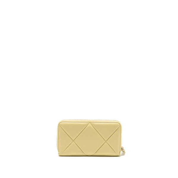 Chanel 19 long wallet lambskin yellow SHW (microchip)