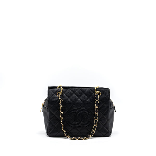 Chanel CC logo small shopping tote bag caviar black GHW