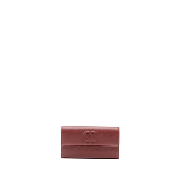 Chanel Flap Long Wallet Calfskin Red GHW